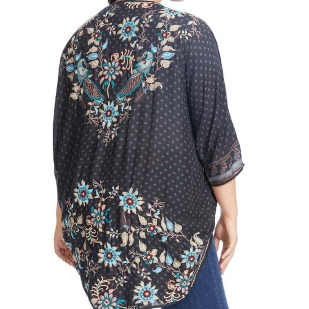 new TOLANI embroidered kimono wrap 1x xl